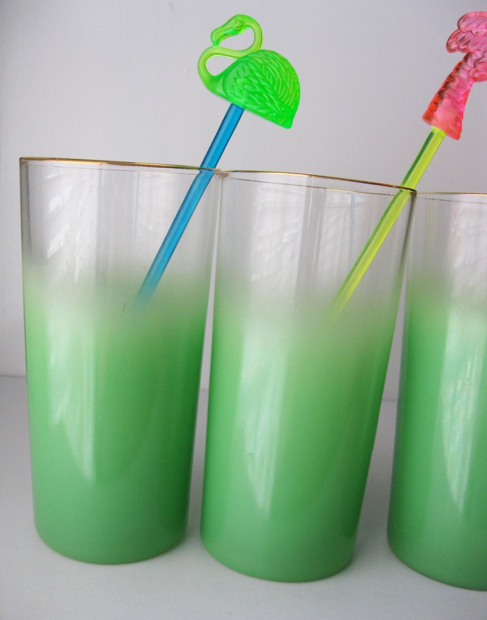 Green Frosted Cocktail Glasses