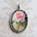 Rose Photo Pendant - Valentines Day, Romantic Wearable Art - Floral Jewelry - Antique Silver Photo Charm, Gift