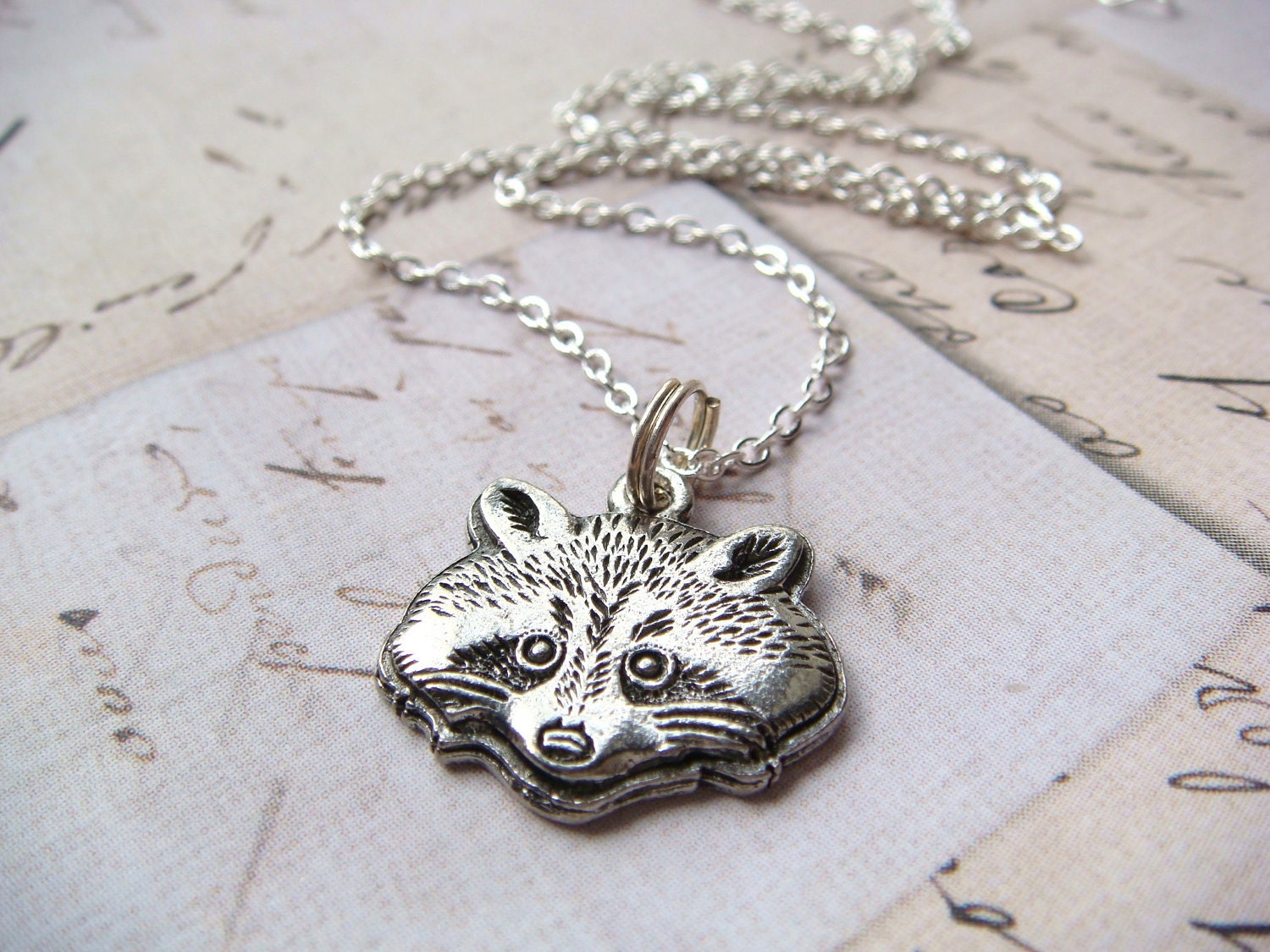RACCOON FACE (one sided) - Silver Plated Charm