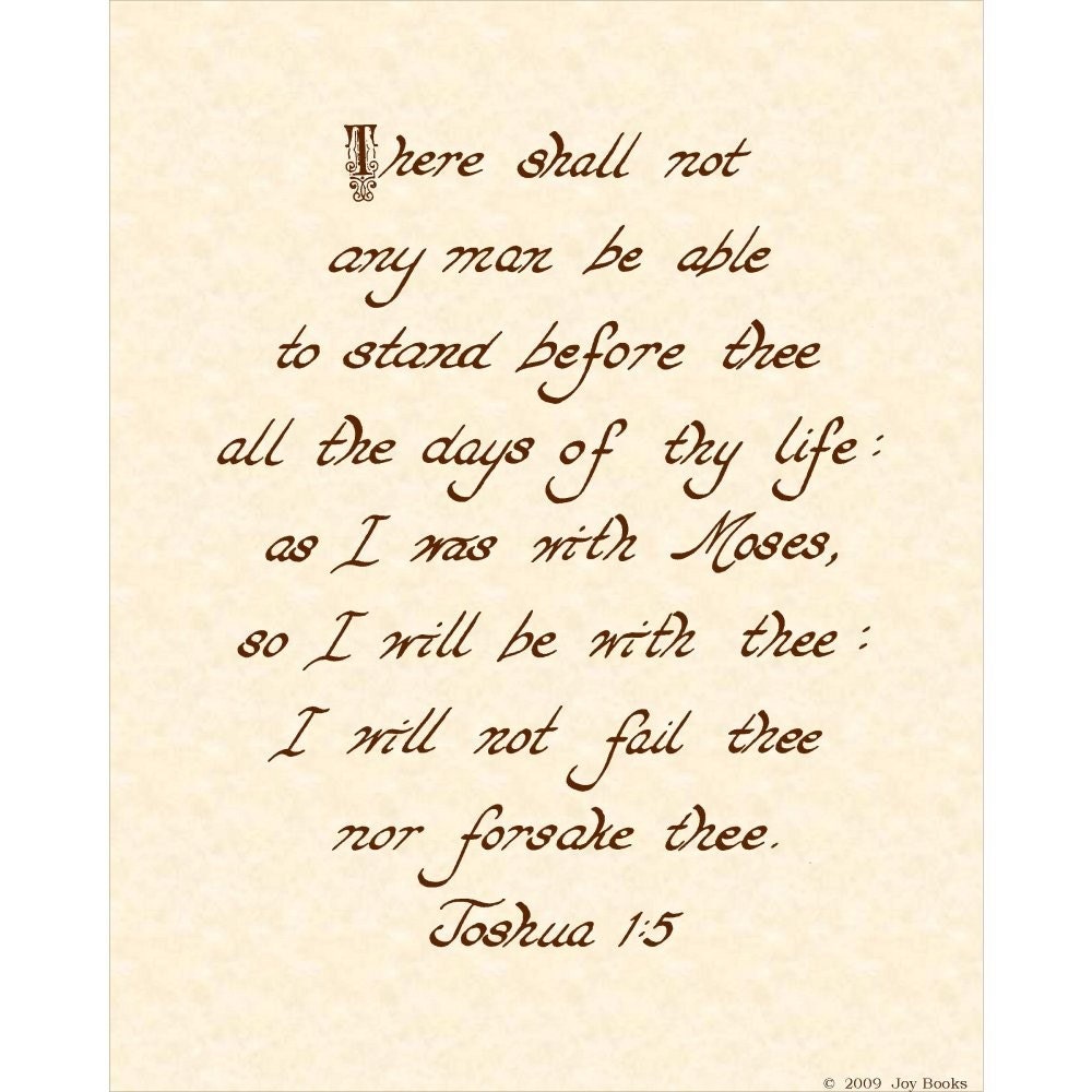 Items similar to JOSHUA 1:5 — 8 X 10 Calligraphy Art Print on Etsy