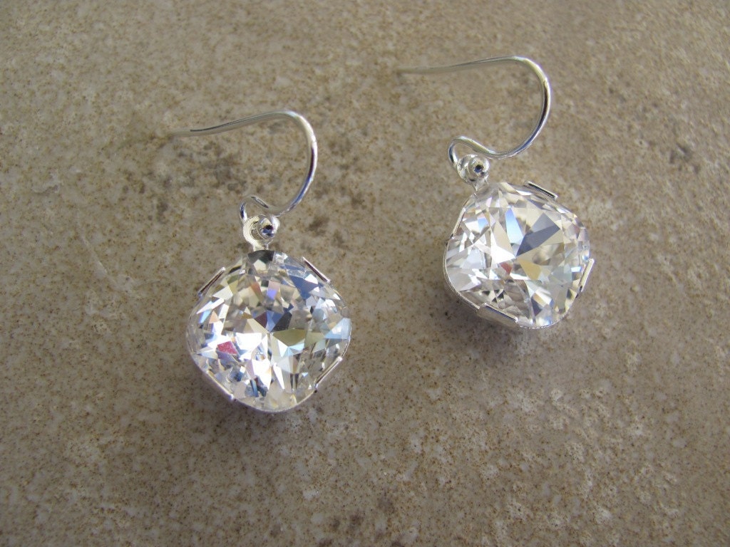 Rhinestone Square Drop Earrings