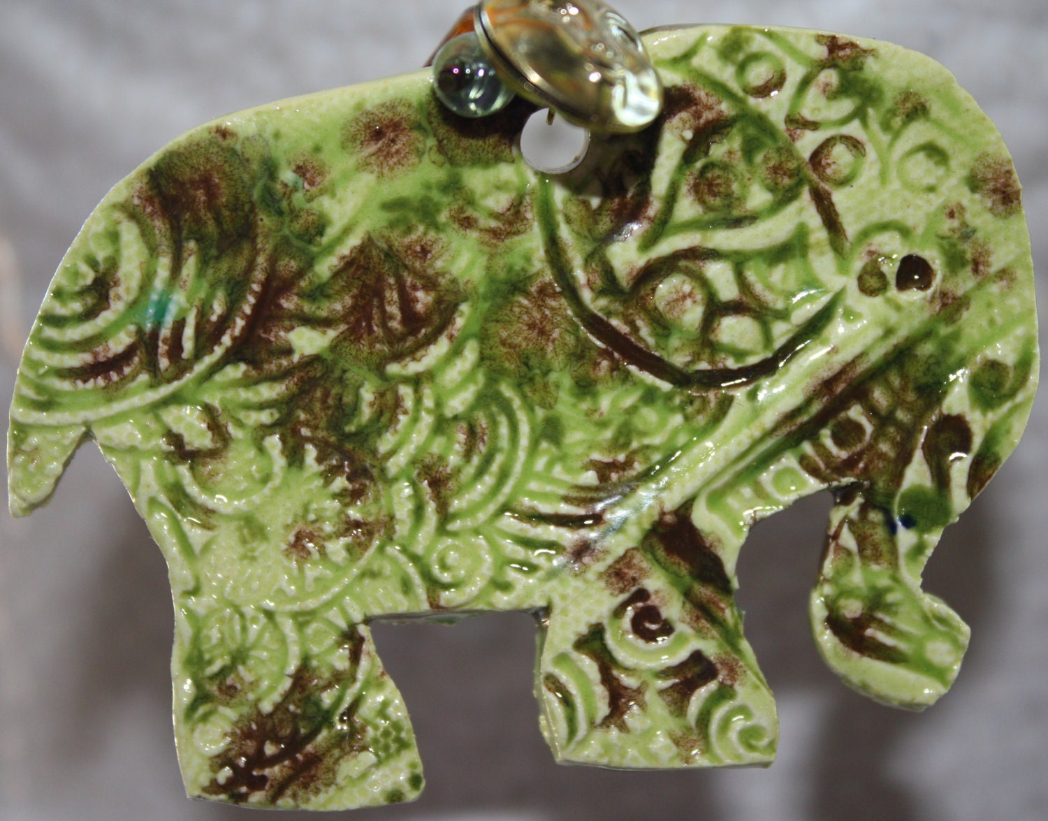Ceramic Ornament-Lt. Green Elephant