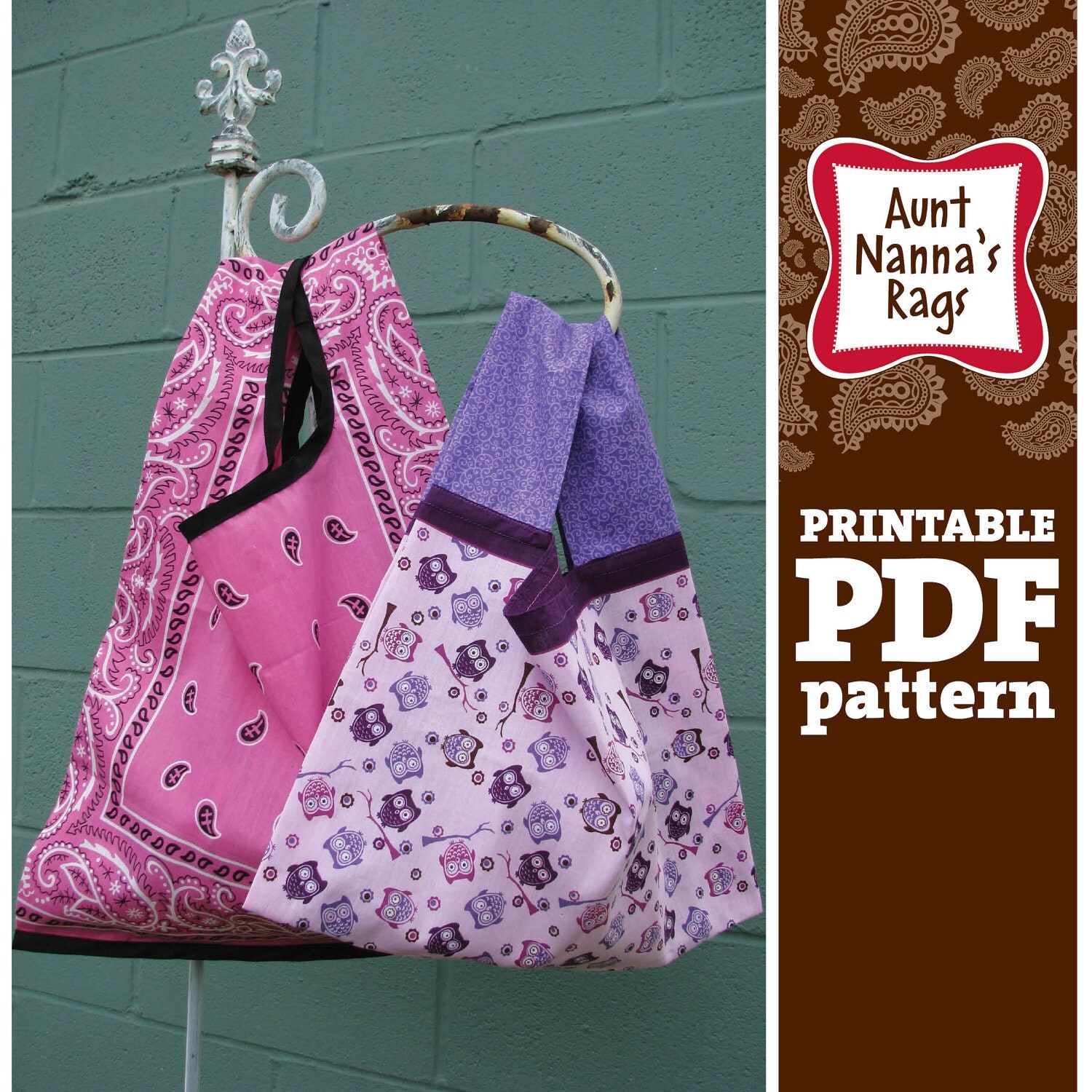 Items similar to Reusable Shopping Bag Pattern - Regular and Jumbo Size