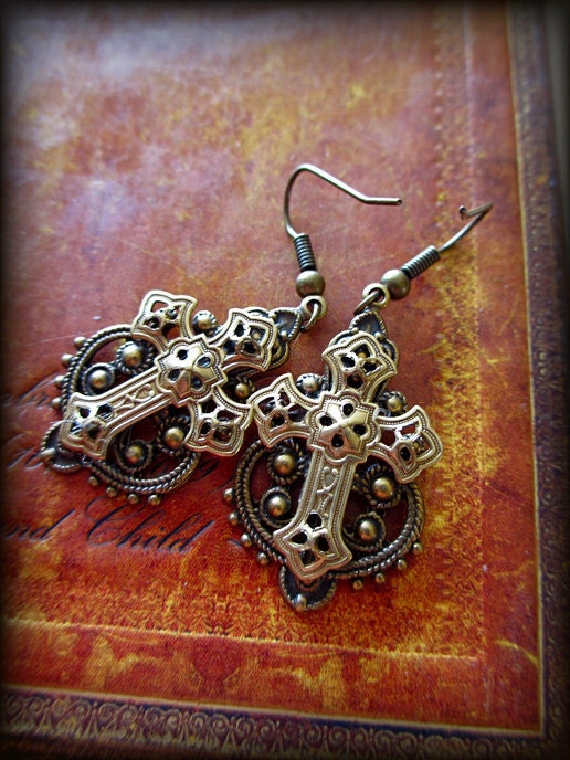 Medieval Cross Earrings - two dollar shipping