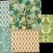 Custom King Size Reversible Waverly Bird Tan, Turquoise and Mint Contemporary Duvet Cover