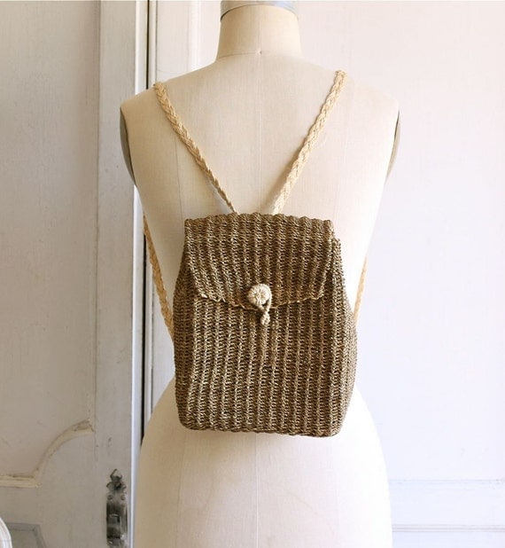 woven sisal mini backpack box bag