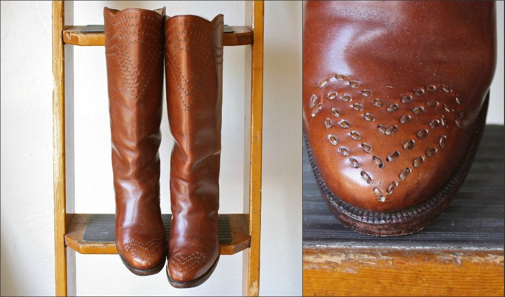 sale... stacked wood heel italian boots size 6 1/2