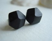 charcoal black  - gem-cut clay stud earrings