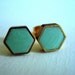 cool mint mini brass hexagon stud earrings img