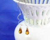 Copper Swirls - Crystal and Sterling Silver Drop Earrings