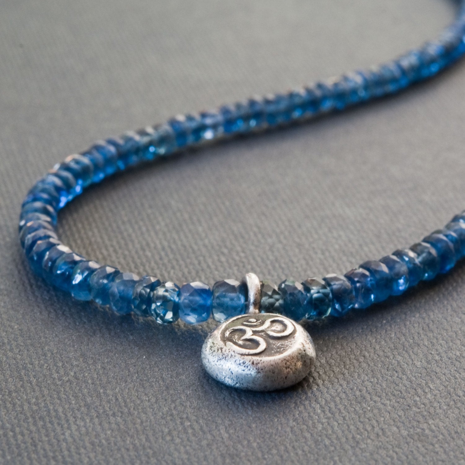 Yoga Ohm Sapphire Necklace Silver Ohm Charm Yoga Jewelry