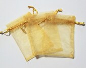 50pcs Muted Gold Organza Bags - For Gifts, Favors, Weddings, Baby Showers, Jewelry, Soap, Fragrance Sachets