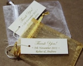 120pcs Organza Bags with Customised Tags . Thank You . Favors . Birthdays . Weddings . Parties . Baby Showers . Anniversary