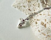 Arrow Heart Necklace - Light Pale Gold Swarovski Elements Crystal Heart Pendant. Stainless Steel. Minimalist. Valentine. Love. Timeless