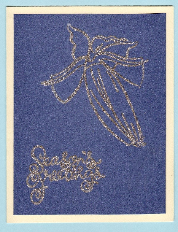 Lovely Flying Angel with Glitter - Handmade Christmas Card - FREE Shipping