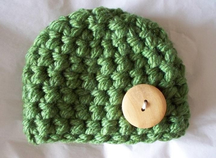 Choose from 22 Colors - Chunky Button Beanie - Crochet Infant Newborn Hat - Photography Prop