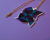 Purple Green Black Geometric Necklace