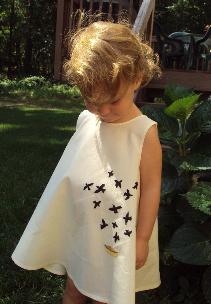 Hand embroidered Black Bird in the Pie dress  Made to Order