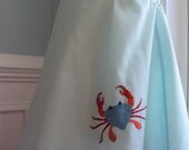 Aqua Hand Embroidered Crab dress size 1 ready to ship