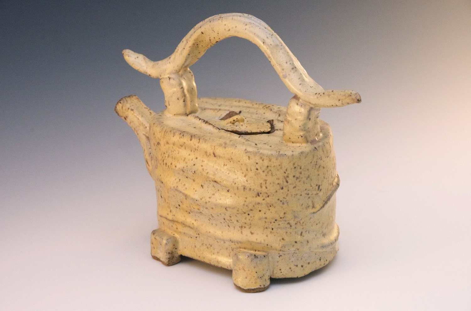 Yellow Freckled Wrinkled Ceramic Teapot by Julie's Atelier