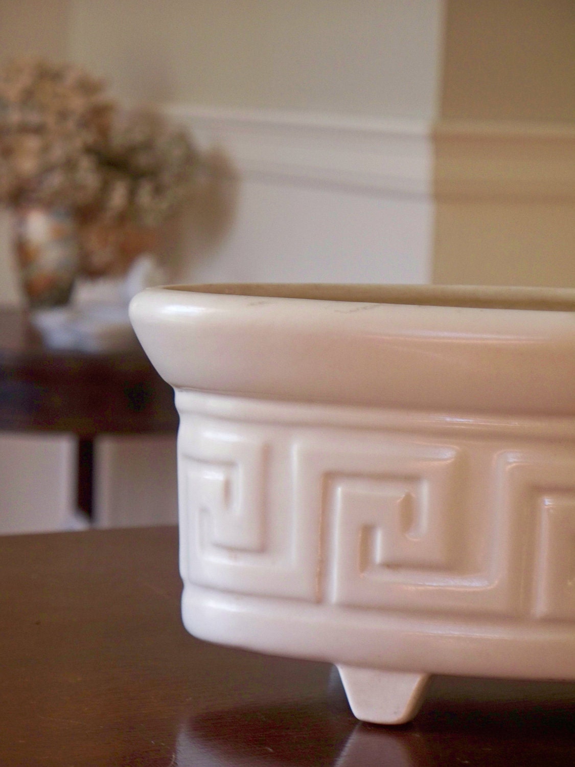 Vintage Red Wing Pottery Greek Key Planter