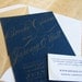 Custom letterpress wedding Invitation - Navy and Gold