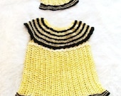 Girls' Bumble Bee Sundress and Sunhat Crochet Patterns PDF 403