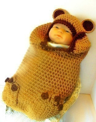 PDF 140 Brown Bear Cocoon and Hat Set Crochet Pattern