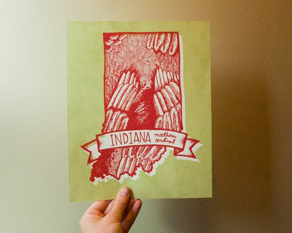 Indiana State Bird- Northern Cardinal 8 x 10 Print