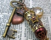 The Copper Princess-Steampunk Inspired Mixed Metal Shell Casing Swarovski Crystal Briolette Bullet Necklace