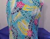 Turquoise Tropical Blouse - size 12-14