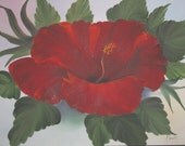 Red Hibiscus 18 X 24 Oil on Canvas