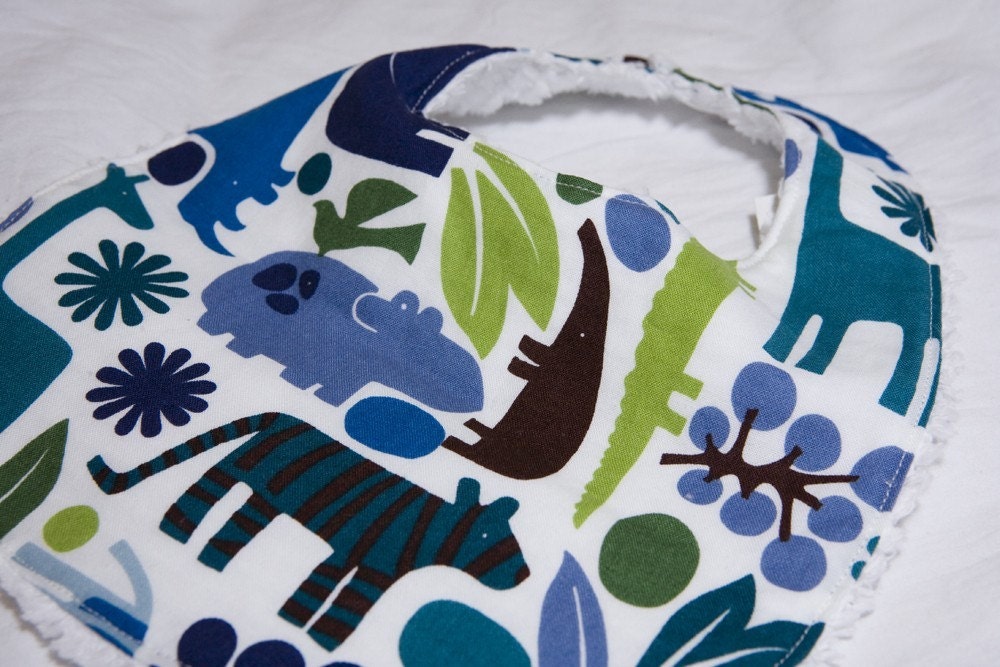 NEW - Zoo Infant or Toddler bib - ADJUSTABLE snaps - REVERSIBLE