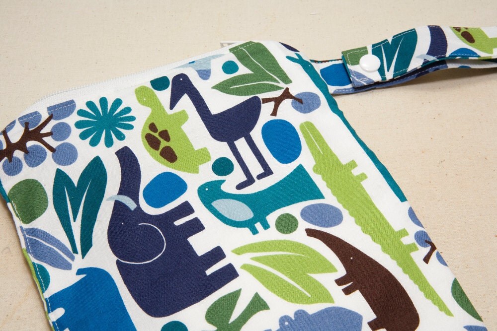 2D Zoo Pool - 10x10 Sweet Bobbins Wet Bag - SEAM SEALED - Snap Strap