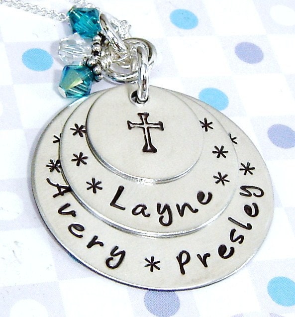 Hand stamped jewelry - personalize name necklace - birthstone jewelry