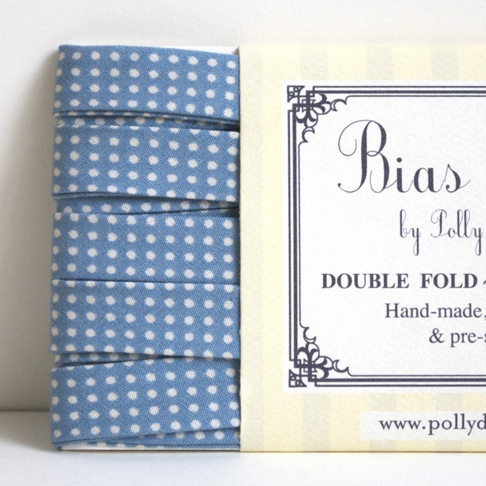 Dusty Blue Polka Dots- 3 Yards of Bias Tape from the Simple Collection