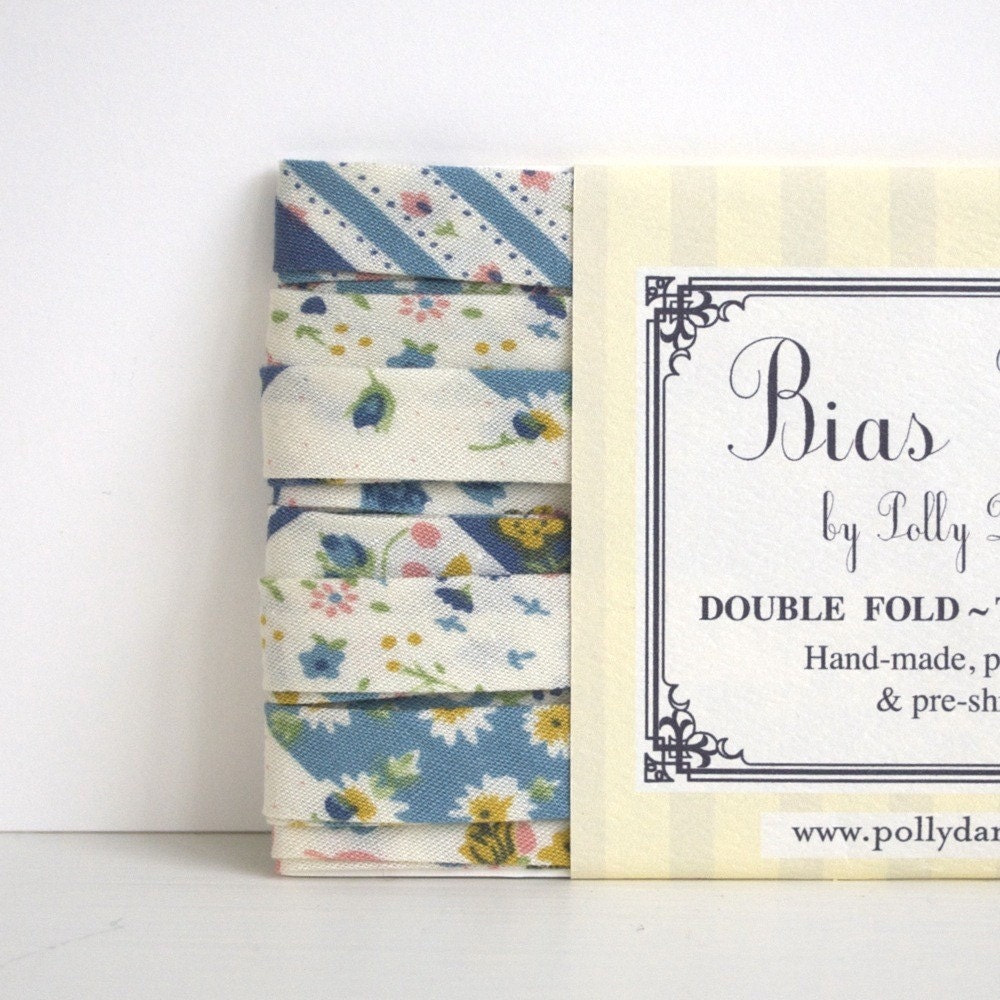 3 Yards Bias Tape- Blue Faux Patchwork