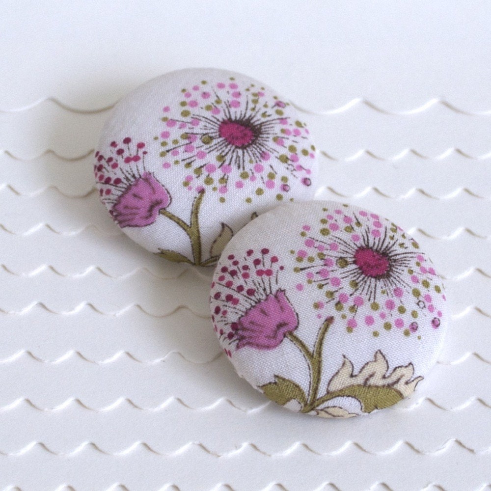 Pink Dandelions- 2 Large Buttons