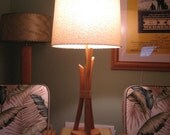 Vintage 1950's Mid Century Modern rattan table lamp tiki-hawaiiana Mint