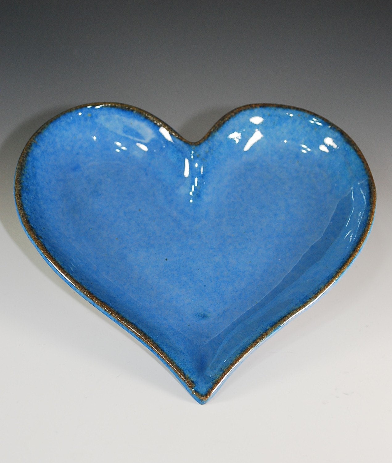 Heart  Plate /  Candy Dish /  Candle Tray in  Sky Blue Glaze / Valentine Heart / Handmade Stoneware Clay