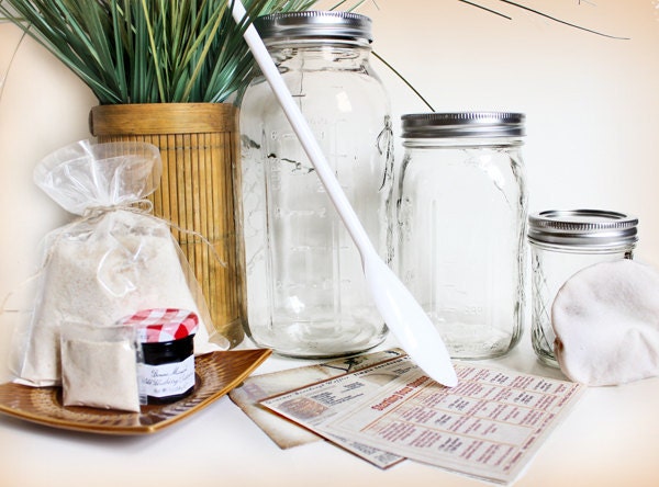 Authentic San Francisco Sourdough STARTER Complete KIT- Jars , Flour , Jam (w/ guide and recipes)