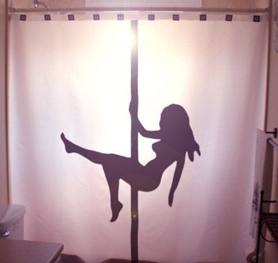 Sexy Girl Pole Dancer Shower Curtain Exotic Dance Stripper bathroom decor mens Stripping Nude Woman Naked strip club pin up