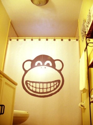 Smiley Face Monkey SHOWER CURTAIN Gorilla by CustomShowerCurtains
