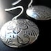 NEW - Chloe Earrings, Antiqued Brass Round Embossed Earrings with Sterling Silver