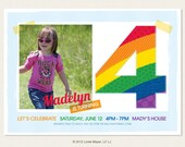Rainbow Photo Birthday Invitations