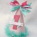 Sweet Pink and Aqua Party Hat with gingham, polka dot accents, shabby chic, vintage inspired