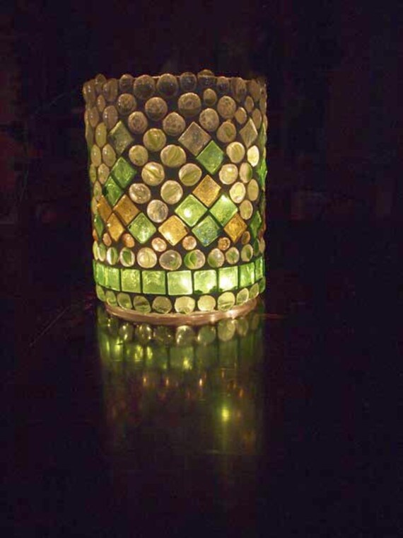Lantern hurricane lamp stained glass mosaic by CatsMeowArt on Etsy