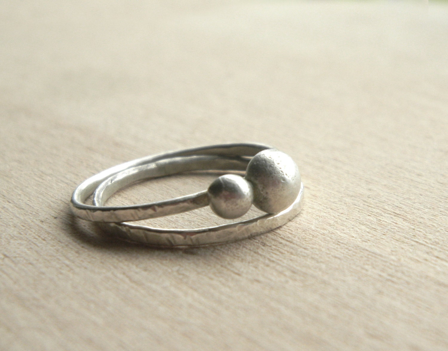 Silver Stacking Rings - Sterling Silver Ball Stacking Ring Set - .930 Argentium Sterling Silver Stacking rings with Silver Balls
