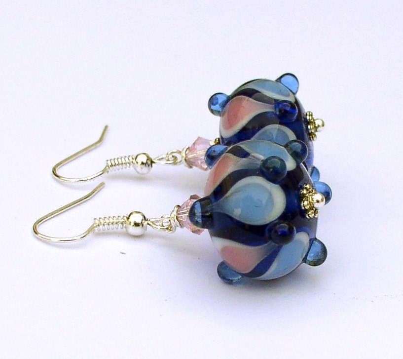 Handmade lampwork earrings and pendant Colorful Drops