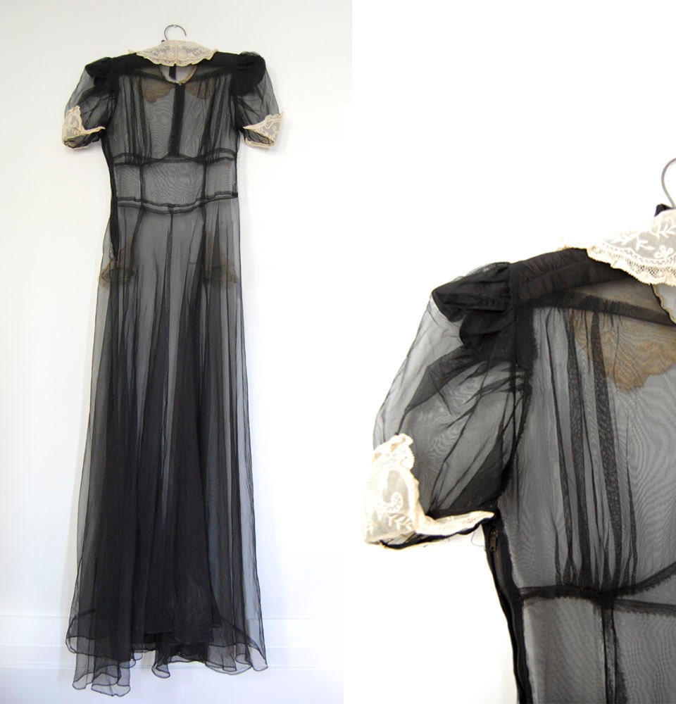 V I N T A G E Art Deco Nuit Noire Gown...reserved for Claudia
